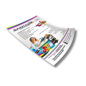 Panfleto / Flyers / Folhetos Couchê 115g 21x15cm (A5) 4x0 (Frente) Sem verniz Corte Reto 